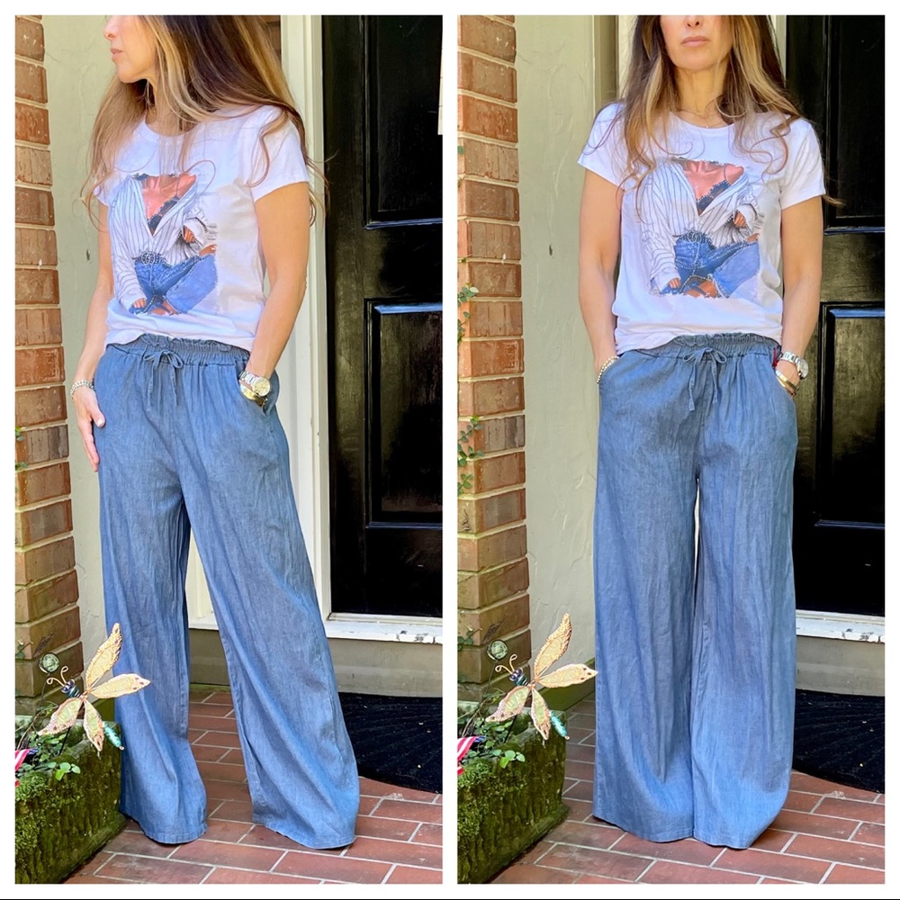 Made in Italy Wide leg side pockets light jeans - Picture 10 of 10